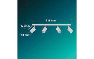 Philips Wyatt Aufbauspot 4x, ohne Leuchtmittel GU10, weiss