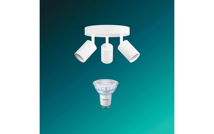 Philips Wyatt Faretto da superficie 3x, rotondo senza lampadina GU10, bianco