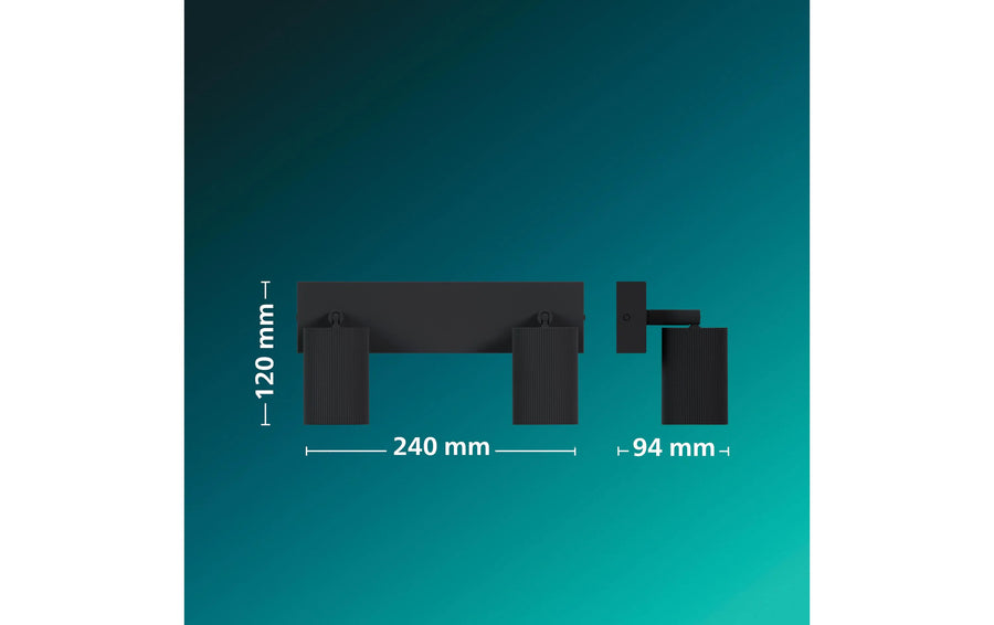 Philips Philips Wyatt Faretto da superficie set da 2 senza lampadina GU10, nero