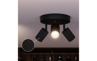 Philips Wyatt Aufbauspot 3x, rund ohne Leuchtmittel GU10, schwarz