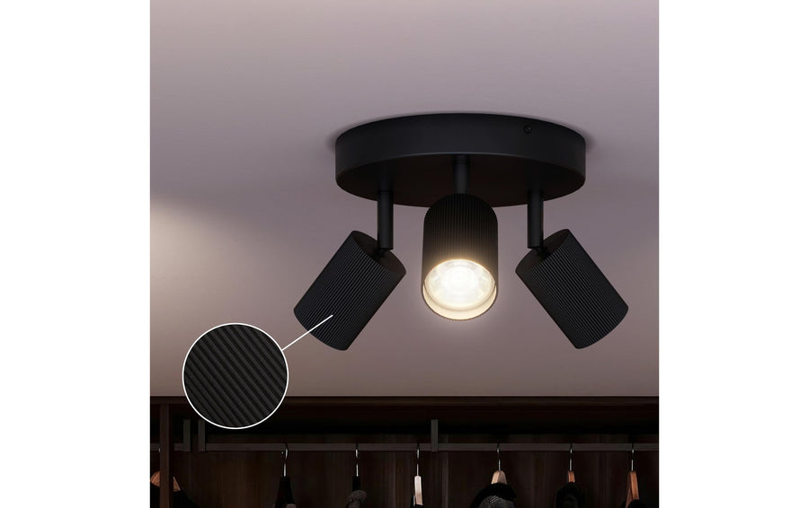 Philips Wyatt Faretto da superficie 3x, rotondo senza lampadina GU10, nero