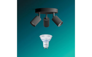 Philips Wyatt Aufbauspot 3x, rund ohne Leuchtmittel GU10, schwarz