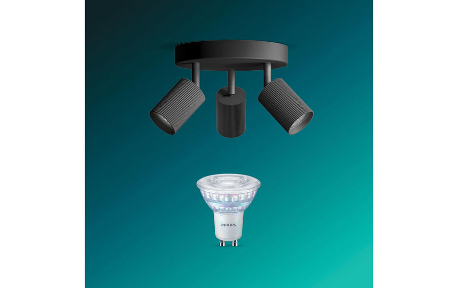 Philips Wyatt Faretto da superficie 3x, rotondo senza lampadina GU10, nero
