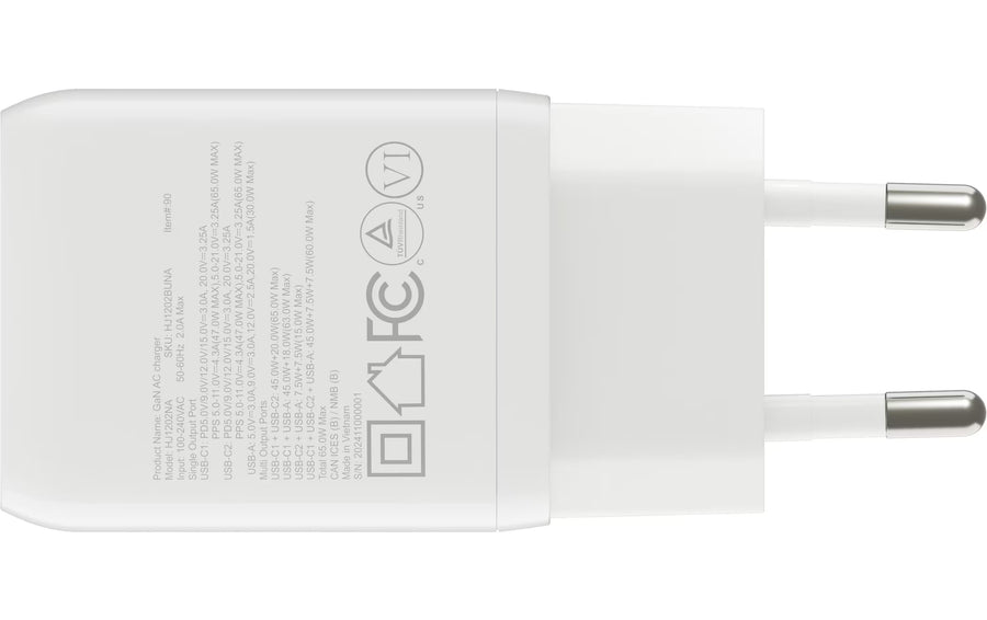 HYPER USB-Wandladegerät Flex GaN 65 W 2x USB-C 1x USB-A