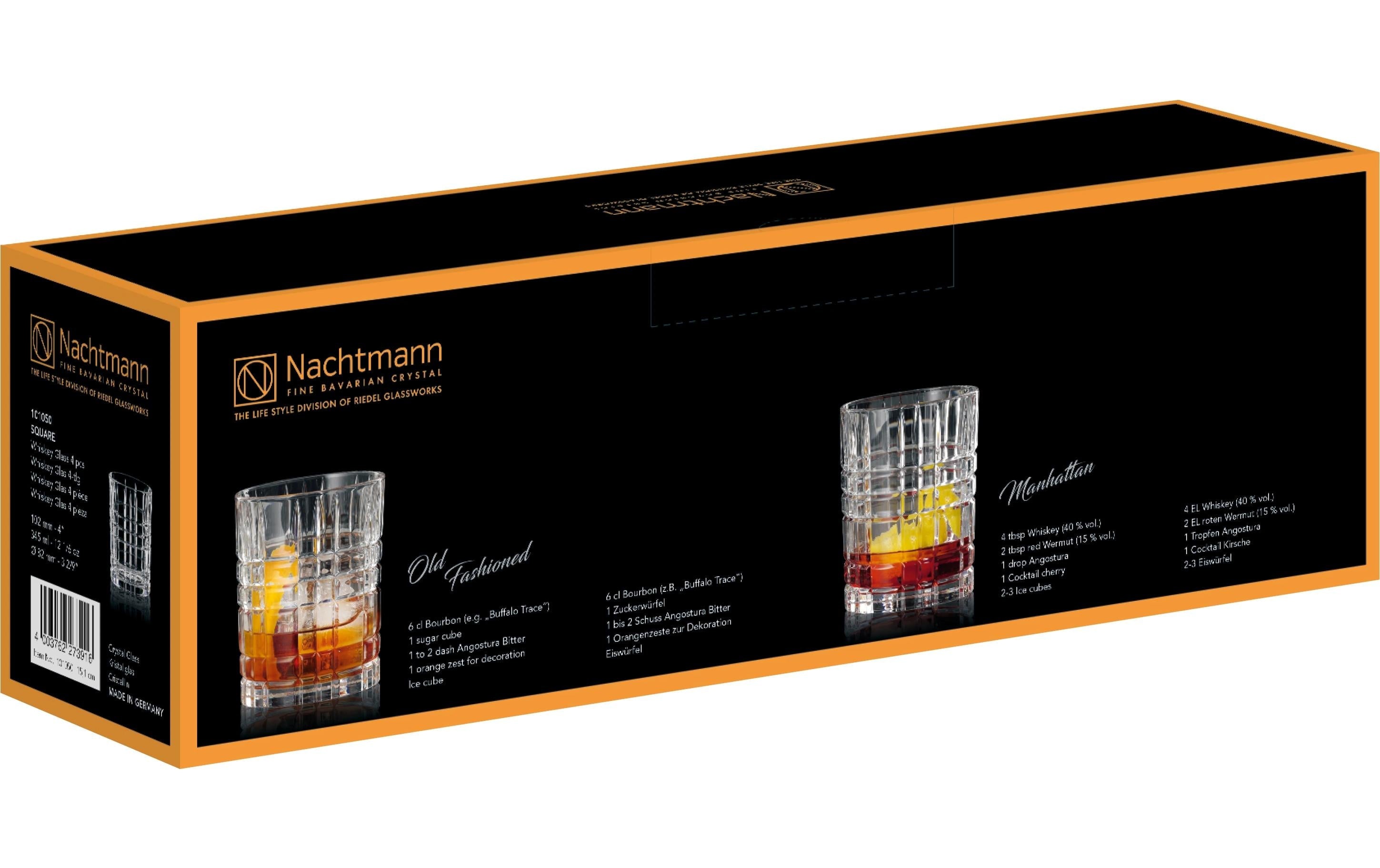 Nachtmann Square Whiskey Set/4 345 ml, 4 Stück, Transparent