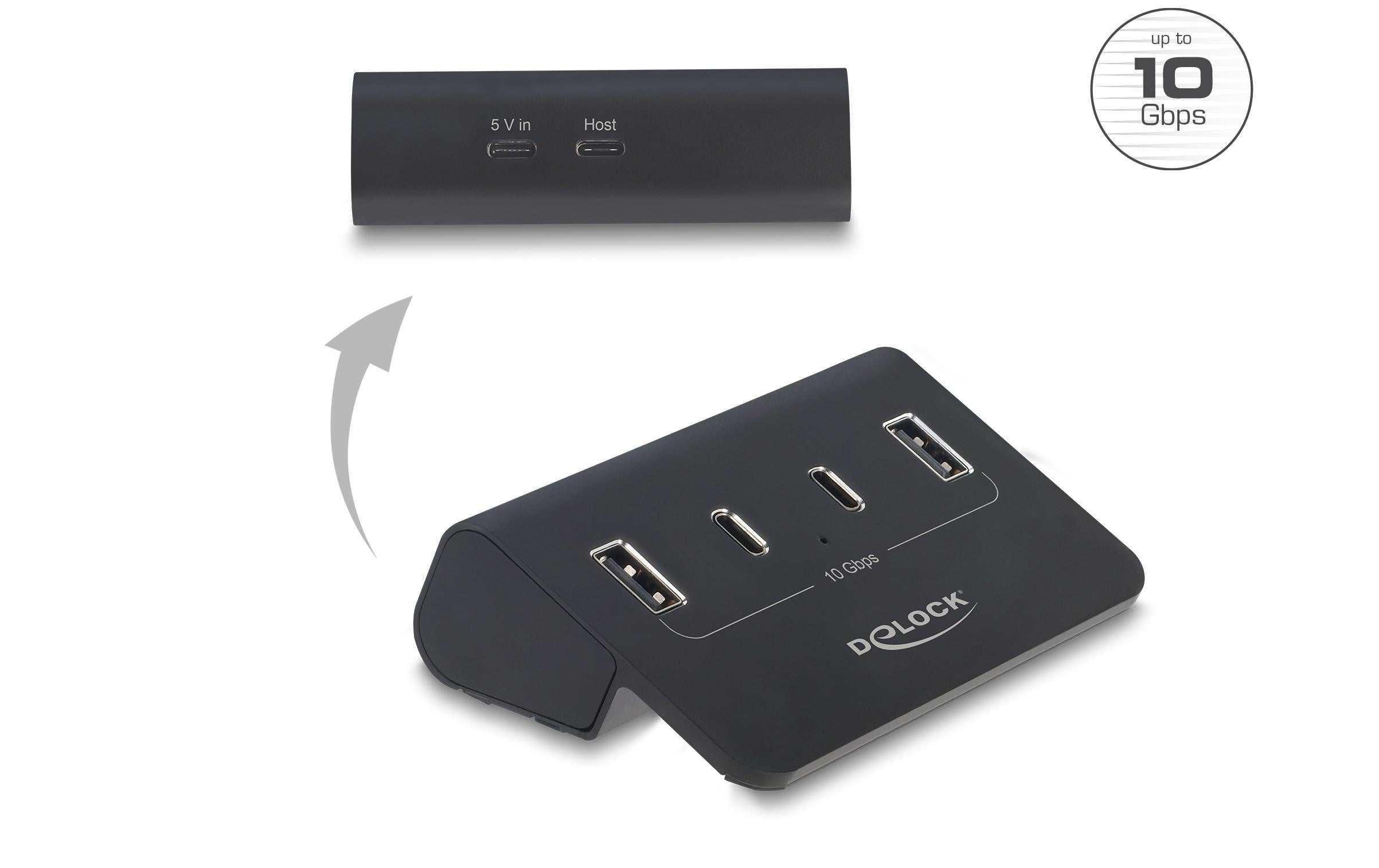 Delock Hub (10 Gbps, Metall, 2x USB-C, 2x USB-A)