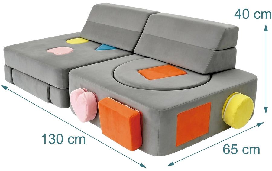 relaxdays Kindersessel Kinder Spielsofa Modular Grau, Orange, Blau - Foto 2