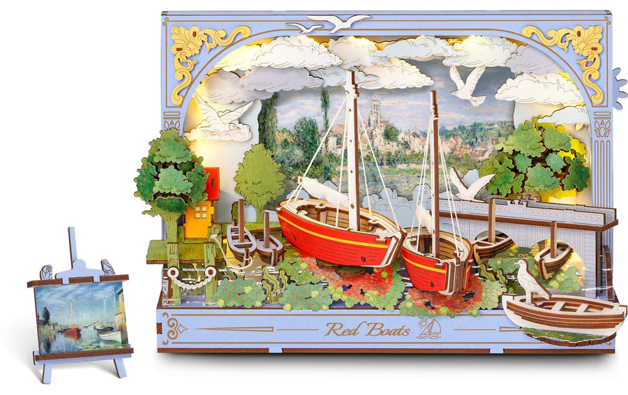 Rowood Rowood Red Boats 3D-Wandbild Holz - Foto 6
