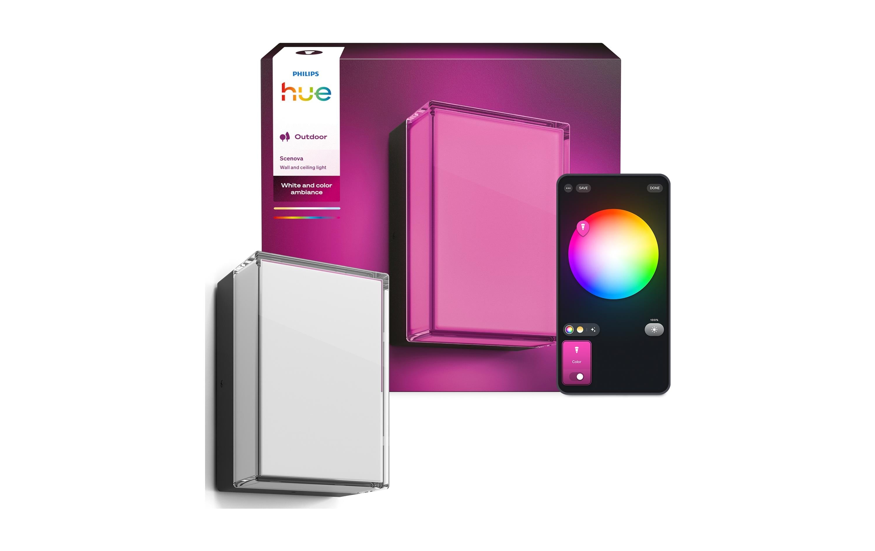 Philips Hue Scenova Wandleuchte rechteckig Smart Outdoor