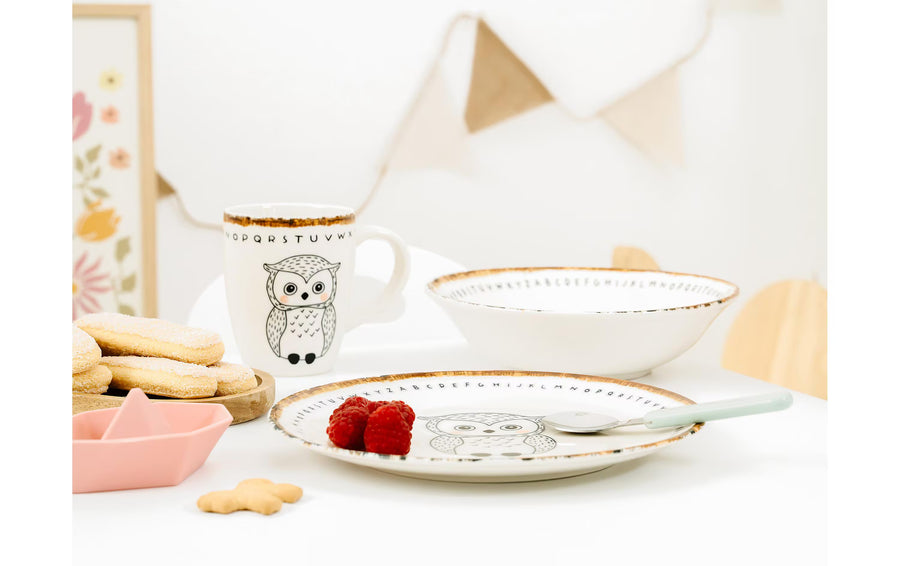 creaTable Freunde des Waldes Eule Steinzeug, 3-tlg
