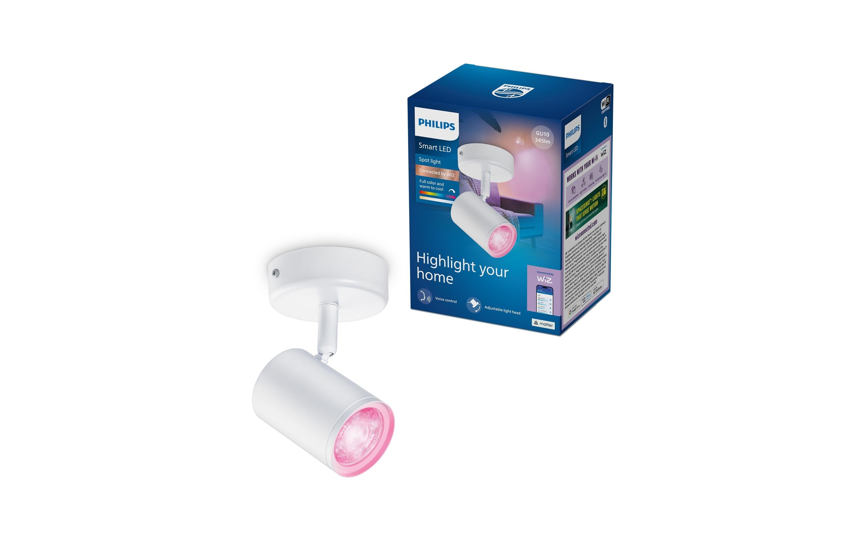 Philips Smart Lighting Smarter Spot Weiss, GU10, 16 Mio. Farben, 2200-6500 Kelvin
