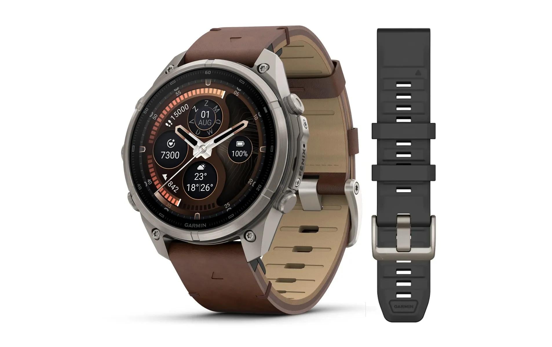 GARMIN Fenix 9 Pro inReach 47 mm Titan Saphirglas Lederarmband