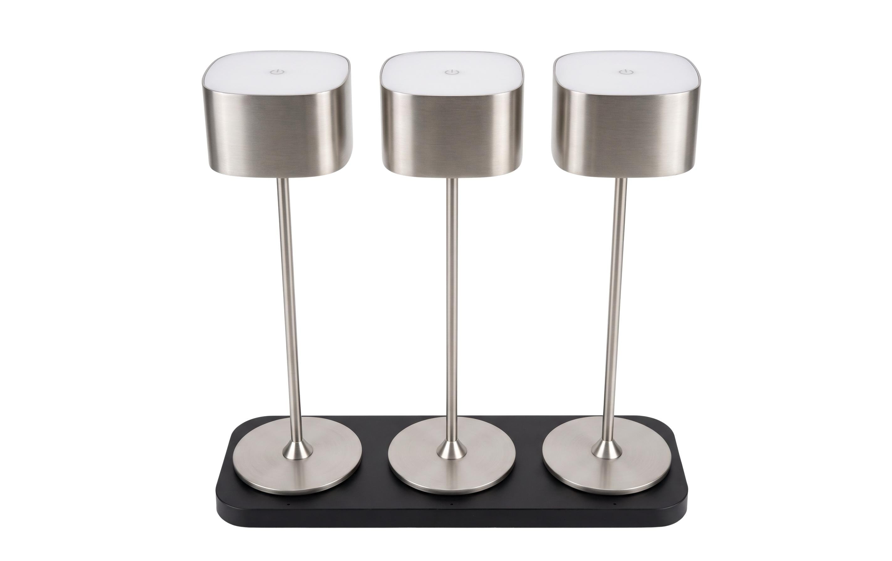 COCON Tischleuchte mit Ladestation Romantico, 3 Stück, Silber