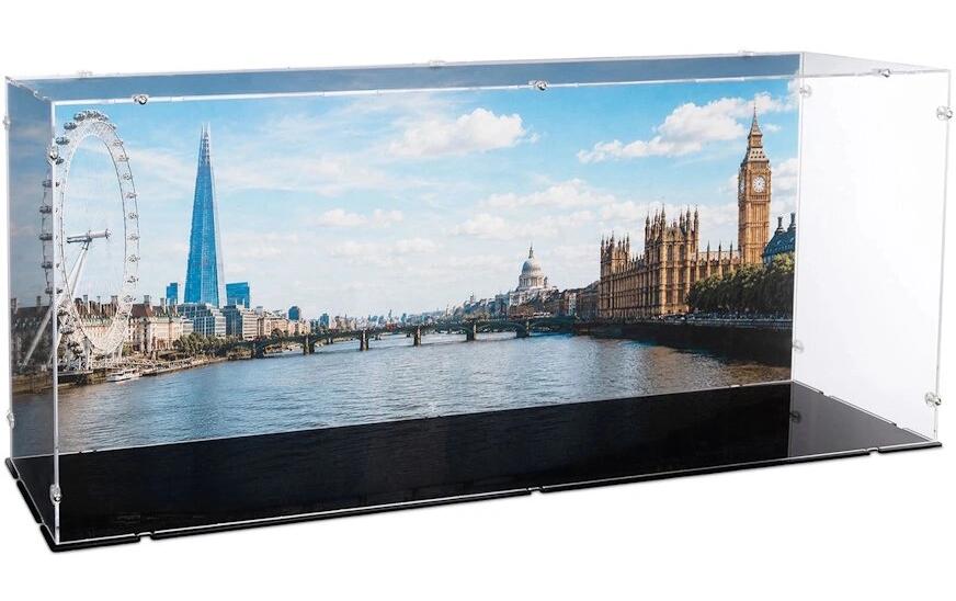 iDisplayit Acryl-Display für LEGO® 21067 Tower Bridge (Mit Hintergrundbild & schwarzem Boden)