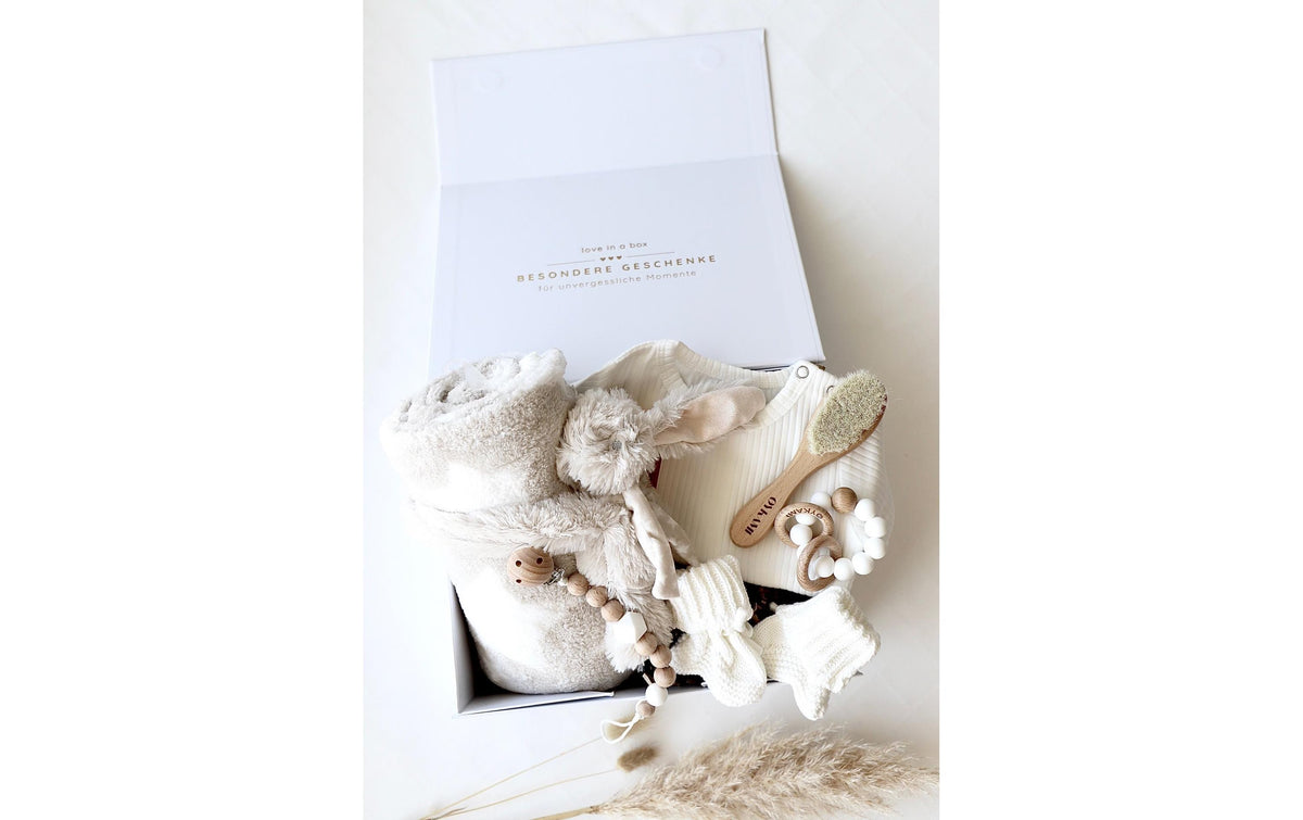 Oykami Baby Geschenkbox Weiss «Venezia» mit Hase Weiss mit Hase