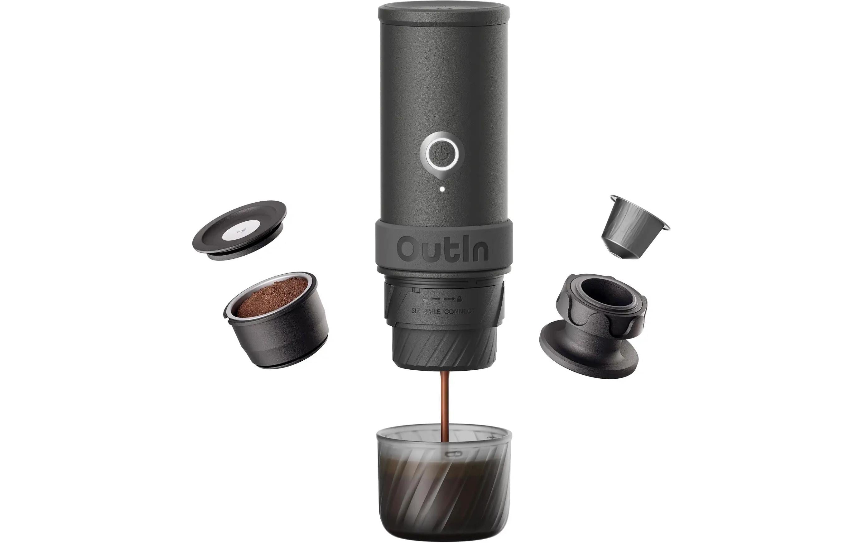 OUTIN Mino Space Grau Kaffee gemahlen, Kapseln