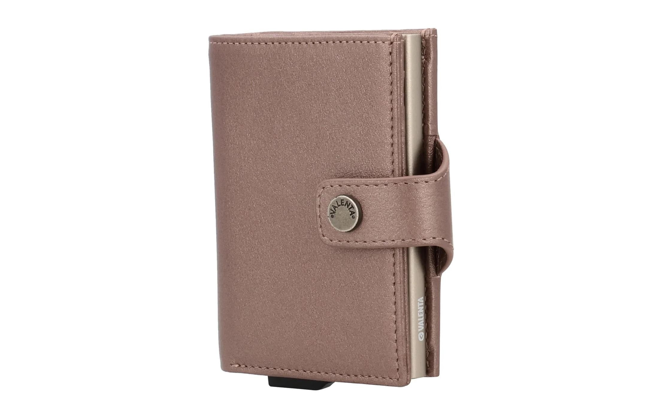 Valenta Card Case Plus Wallet Luxe Kartenetui Echtleder Aluminium Kupfer