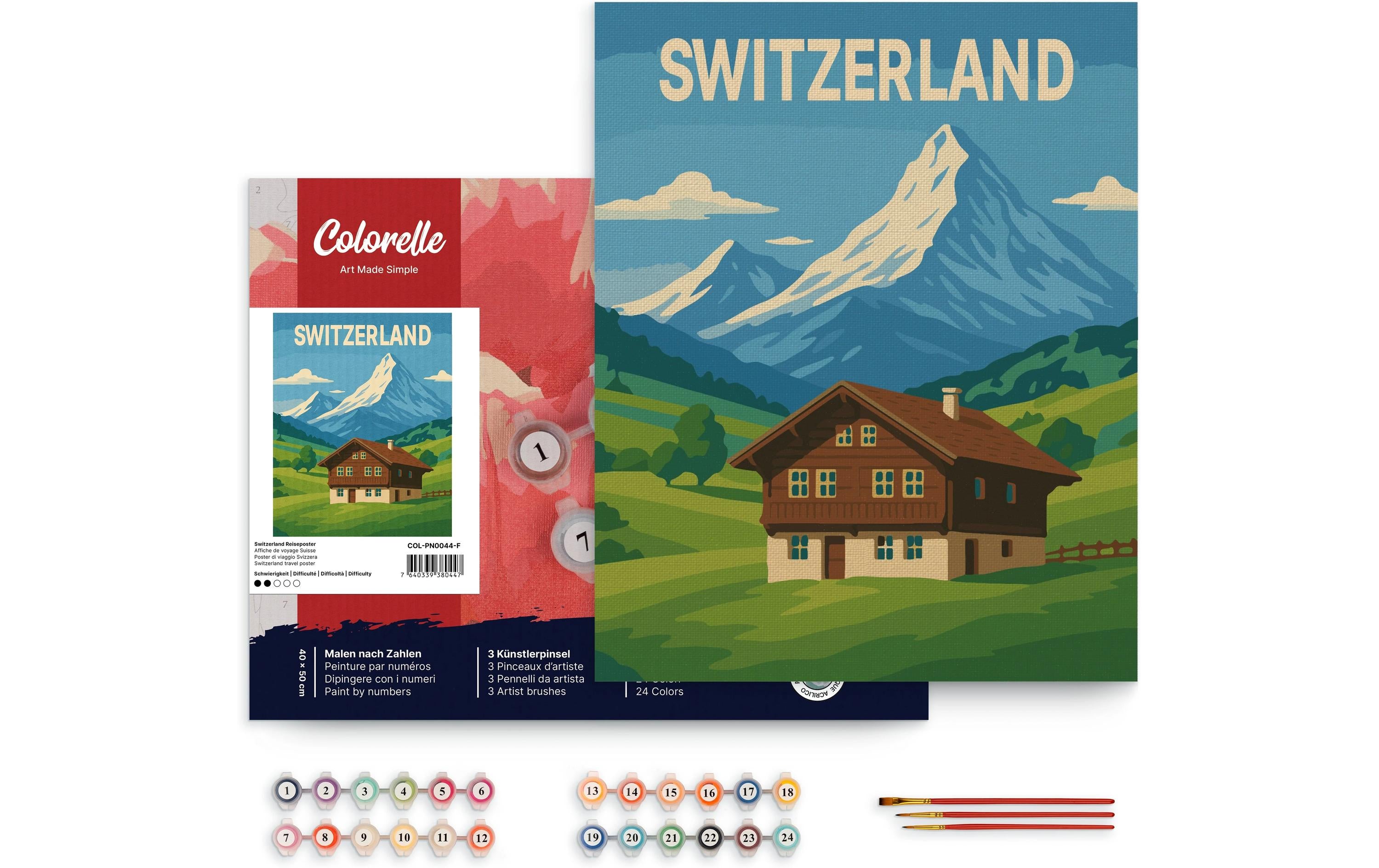 Colorelle Malen nach Zahlen: Switzerland Reiseposter