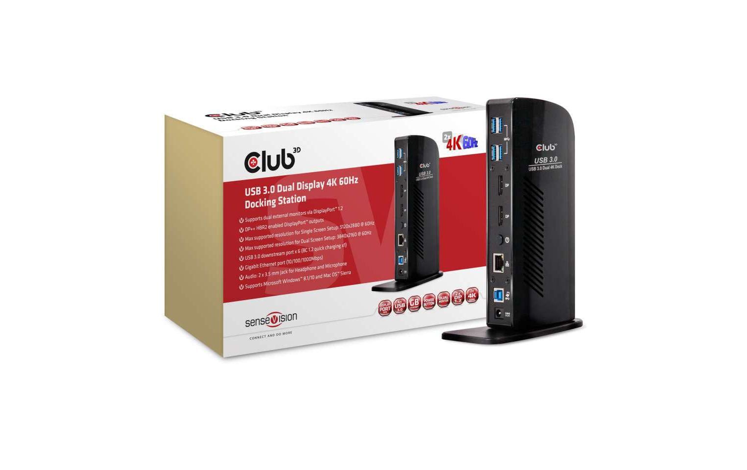 Club 3D Dockingstation CSV-1460 USB 3.0 Dual Display 4K60 Hz