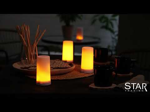 Star Trading LED-Kerzen Set Candle Diner Start Ø6.8 x 13 cm, Weiss, 5 Stk - Video 1